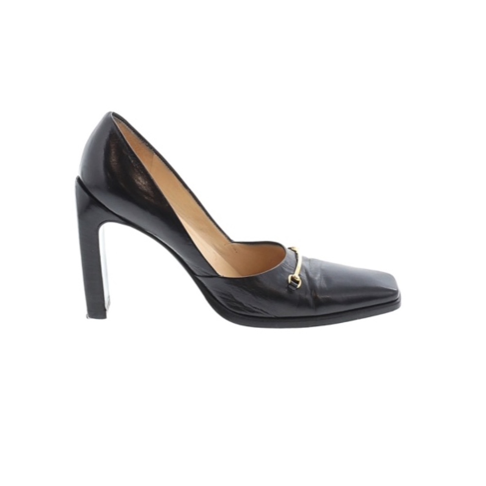Gucci 100% Leather Solid Black Heels Size 6-6/12